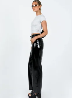 Princess Polly Renni Low Rise Vinyl Pants  Black New