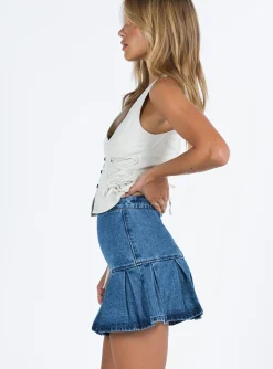 Princess Polly Rescue Me Pleat Mini Skirt  Denim Best