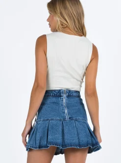 Princess Polly Rescue Me Pleat Mini Skirt  Denim Best