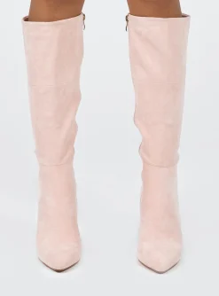 Princess Polly Reynolds Knee High Boot  Pink Clearance