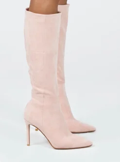 Princess Polly Reynolds Knee High Boot  Pink Clearance