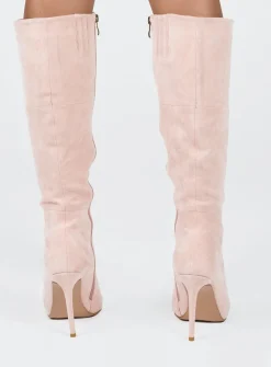 Princess Polly Reynolds Knee High Boot  Pink Clearance