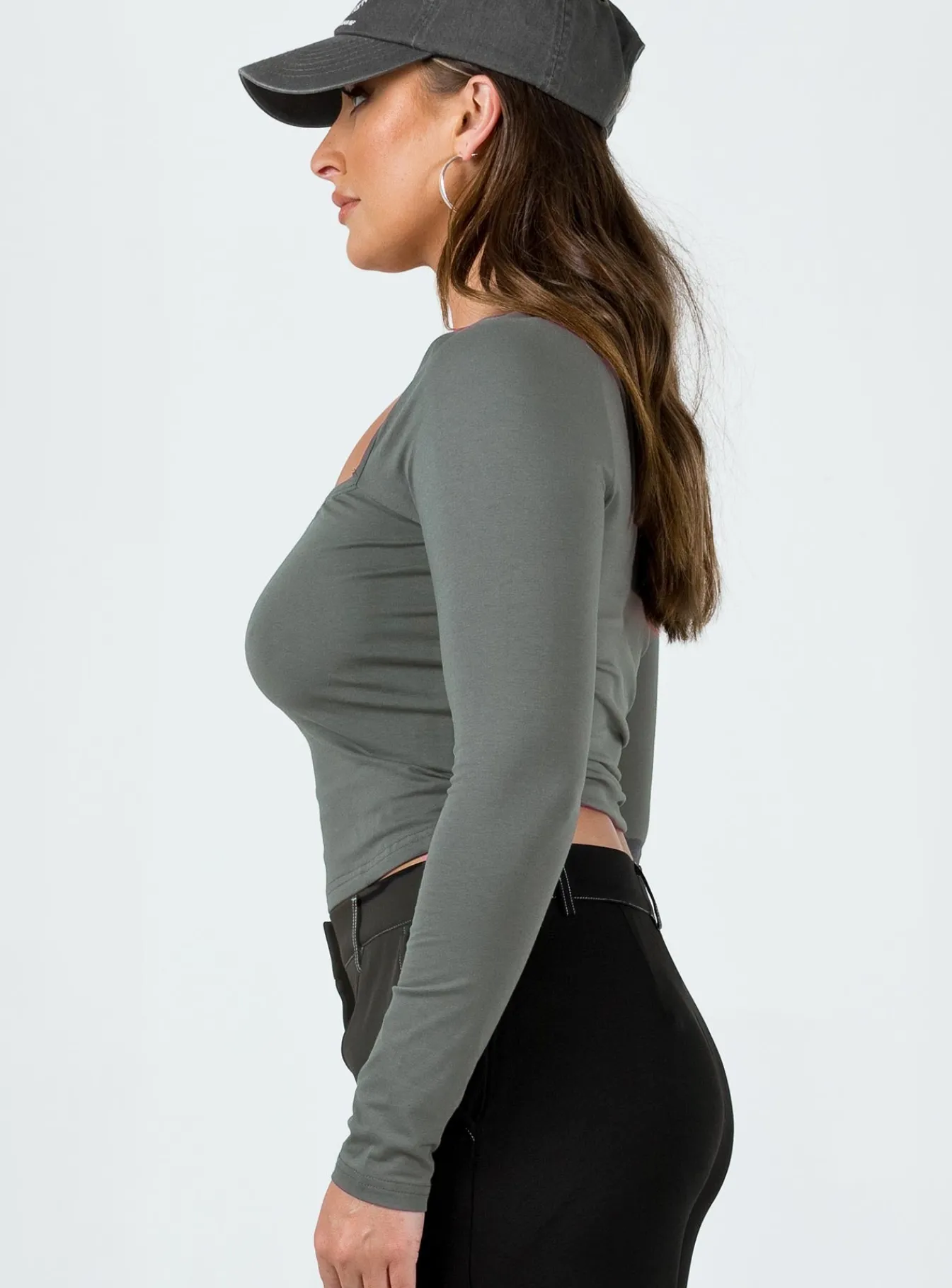 Princess Polly Ribsi Long Sleeve Top Grey Sale