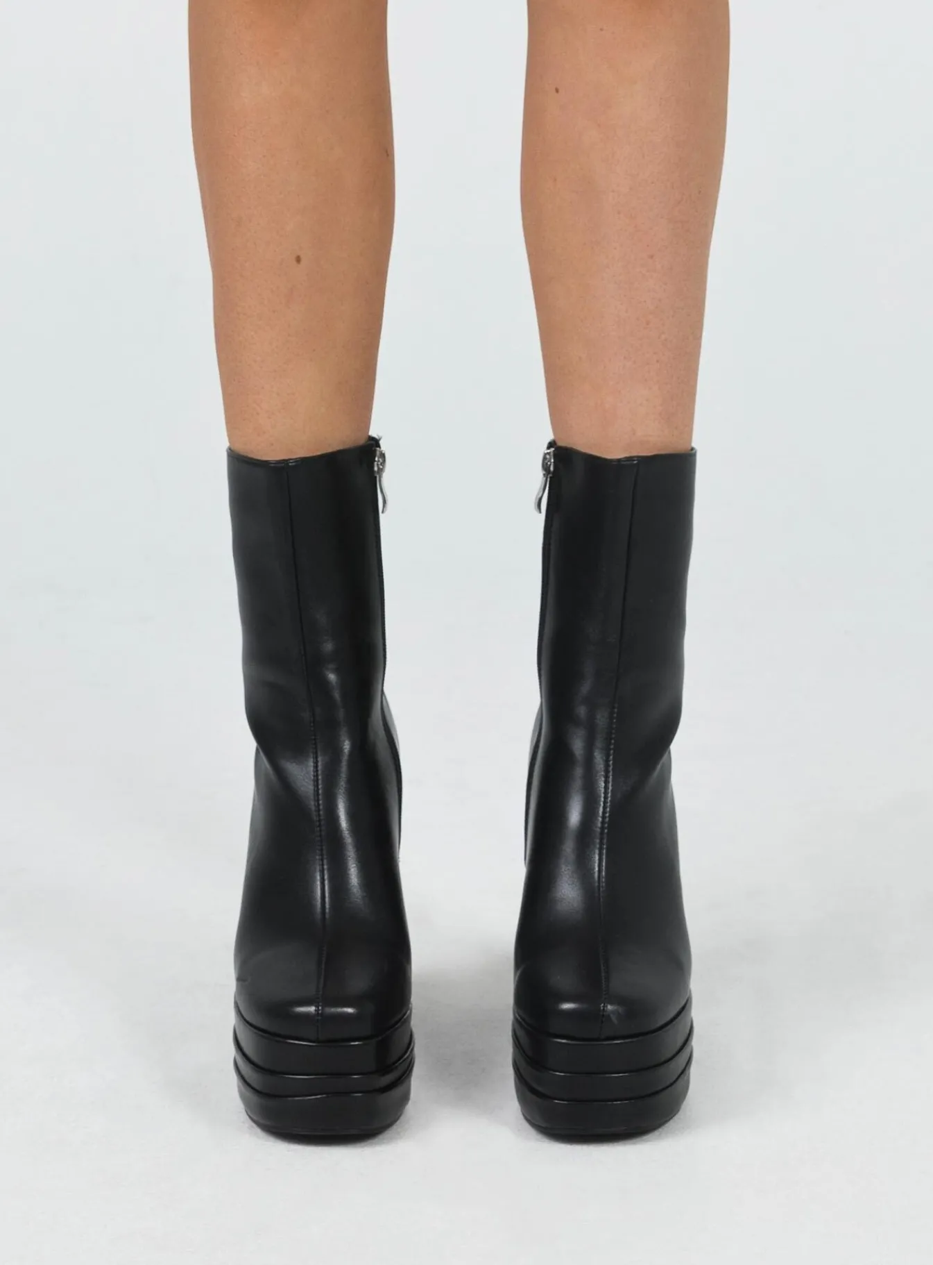 Princess Polly Ricardo Platform Ankle Boots Black Cheap