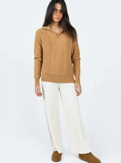 Princess Polly Richards Sweater  Camel Cheap