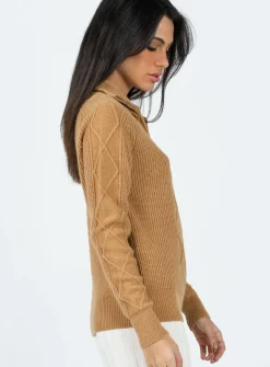 Princess Polly Richards Sweater  Camel Cheap