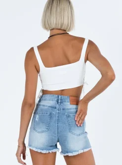 Princess Polly Rickard Shorts Light Wash Denim Online