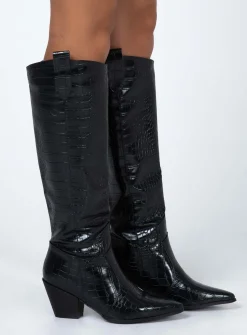 Princess Polly Riley Boots  Black Store