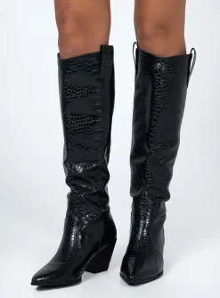 Princess Polly Riley Boots  Black Store