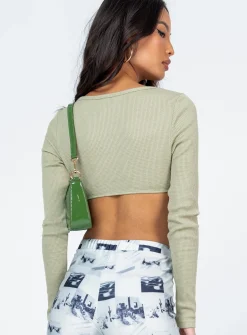 Princess Polly Rilynn Long Sleeve Top  Green Cheap