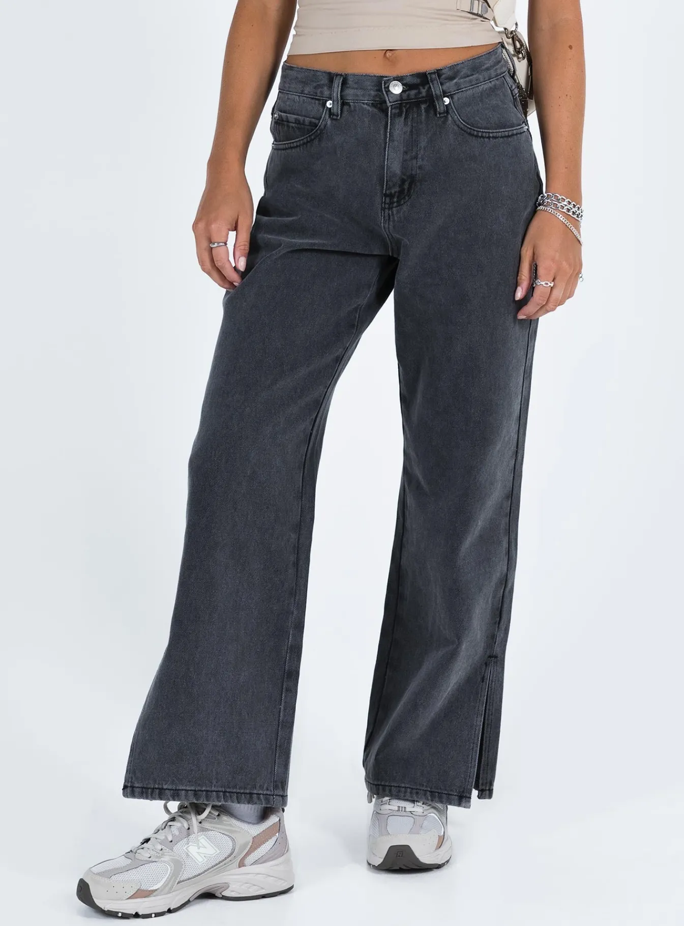 Princess Polly Riri Wide Leg Jeans Washed Black Online
