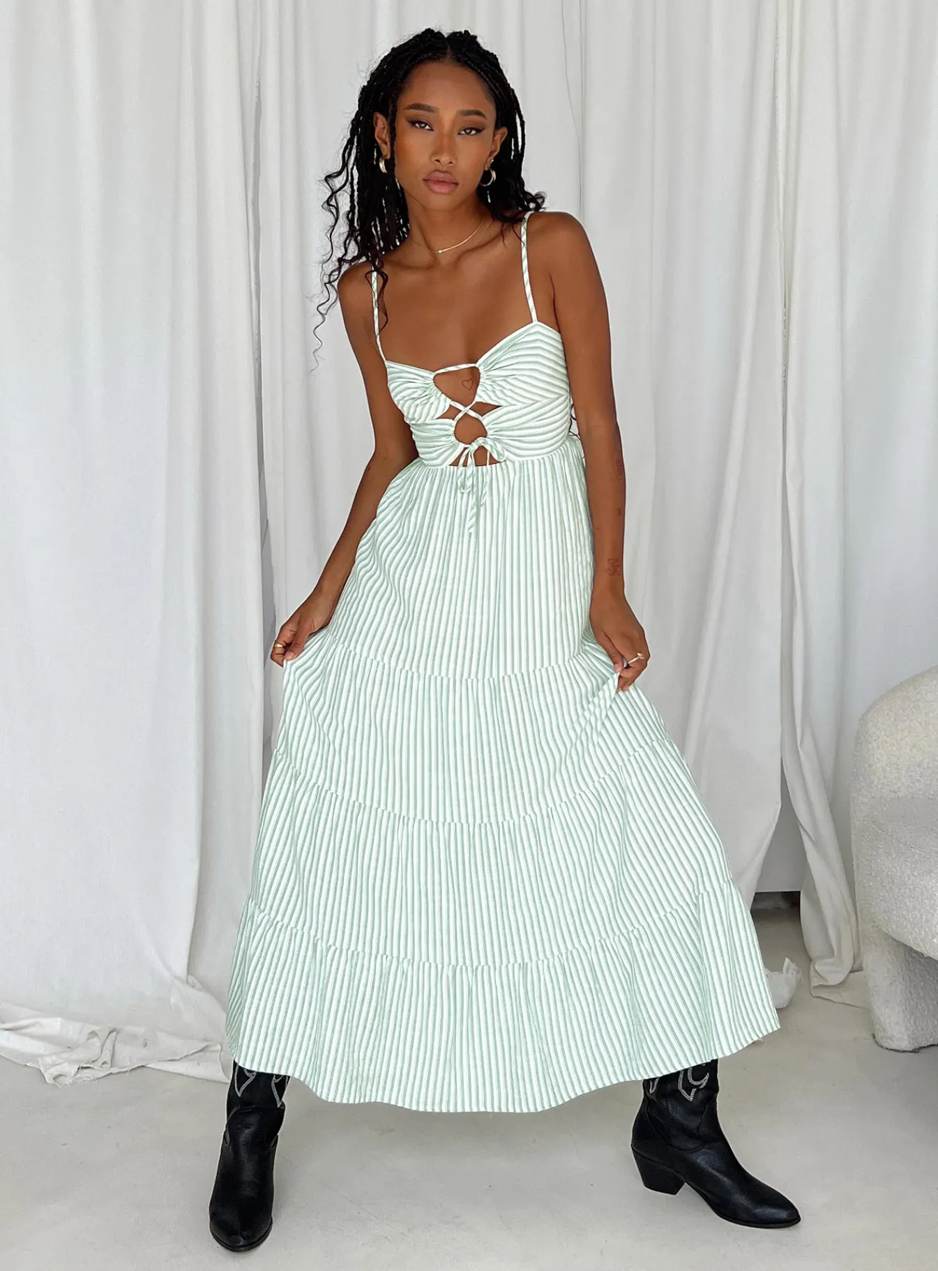 Princess Polly Rise Up Maxi Dress Green Cheap