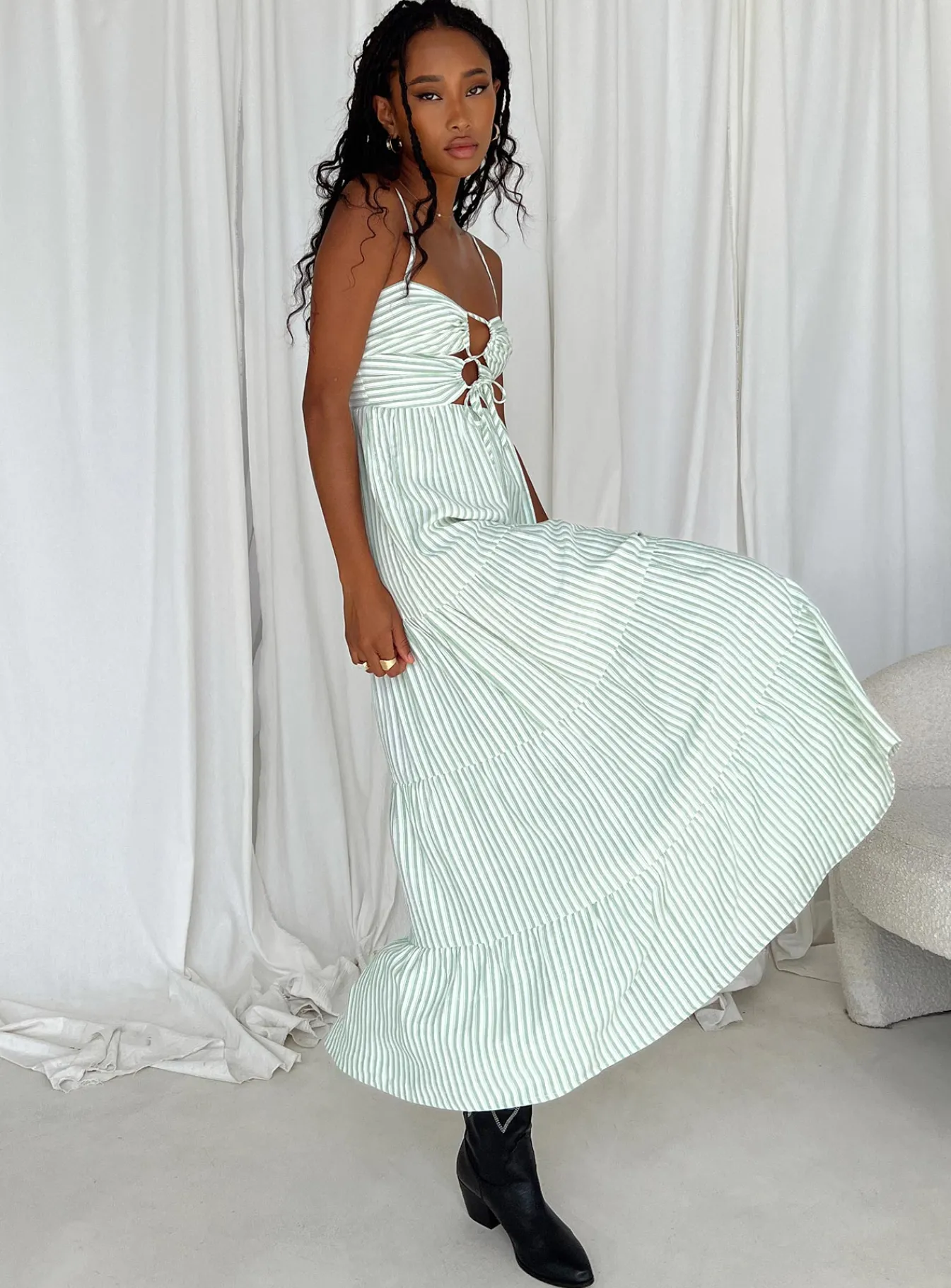 Princess Polly Rise Up Maxi Dress Green Cheap
