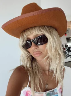 Princess Polly Rissell Rhinestone Cowboy Hat  Brown Best