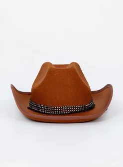 Princess Polly Rissell Rhinestone Cowboy Hat  Brown Best
