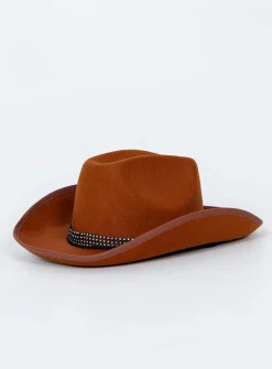Princess Polly Rissell Rhinestone Cowboy Hat  Brown Best
