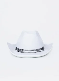 Princess Polly Rissell Rhinestone Cowboy Hat  White Hot