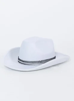 Princess Polly Rissell Rhinestone Cowboy Hat  White Hot