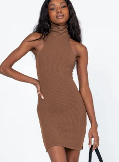 Princess Polly River Mini Dress  Brown New