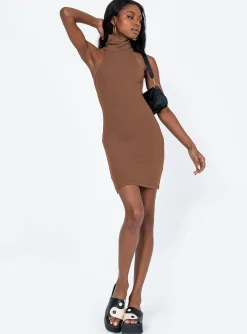 Princess Polly River Mini Dress  Brown New