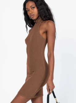 Princess Polly River Mini Dress  Brown New