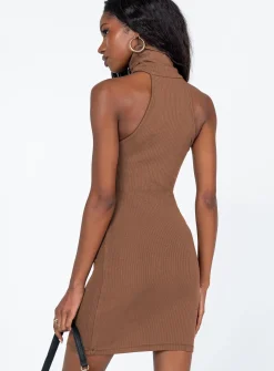 Princess Polly River Mini Dress  Brown New