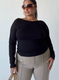 Princess Polly Rixie Long Sleeve Topcurve   Black Outlet