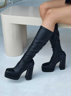 Princess Polly Rodney Platform Boot  Black Hot