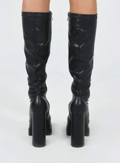 Princess Polly Rodney Platform Boot Black Hot