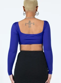 Princess Polly Rogers Long Sleeve Top  Blue Flash Sale