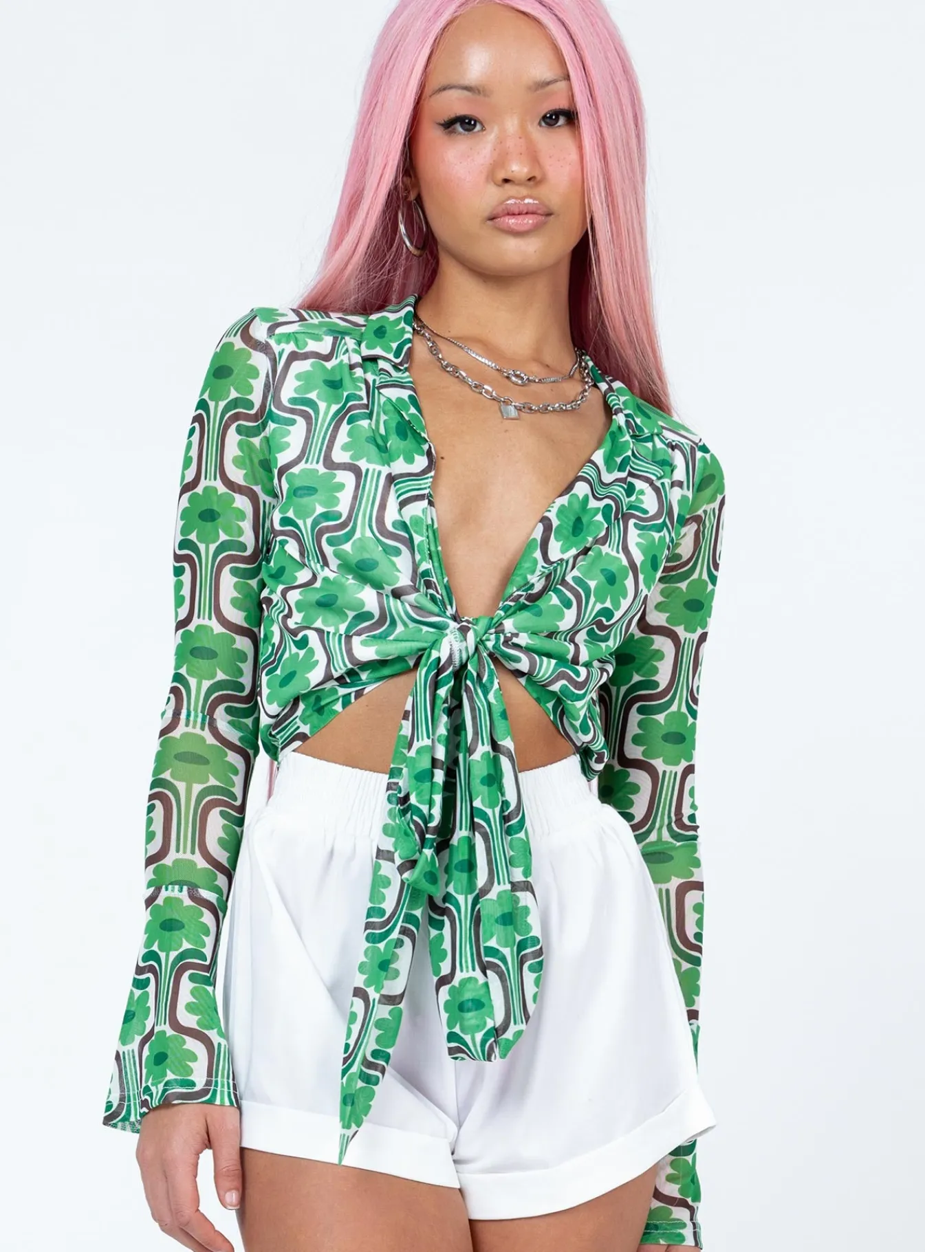 Princess Polly Rosabella Long Sleeve Top Green Fashion