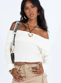 Princess Polly Rossetto Knit Sweater  White Online