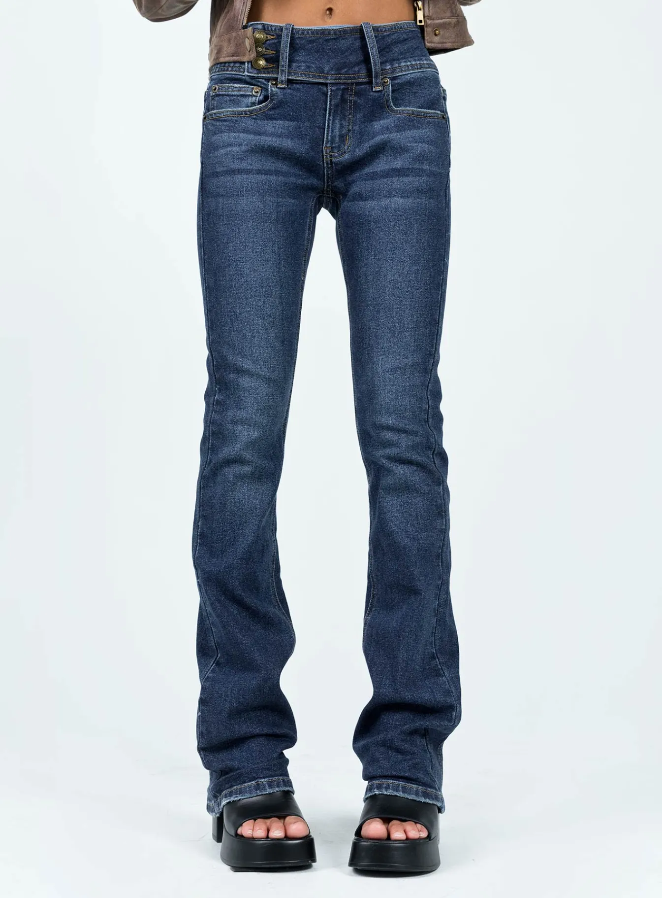 Princess Polly Rourke Low Waist Jeans Dark Wash Denim Blue Denim Fashion