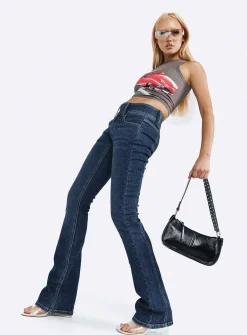 Princess Polly Rourke Low Waist Jeans Dark Wash Denim Blue Denim Fashion
