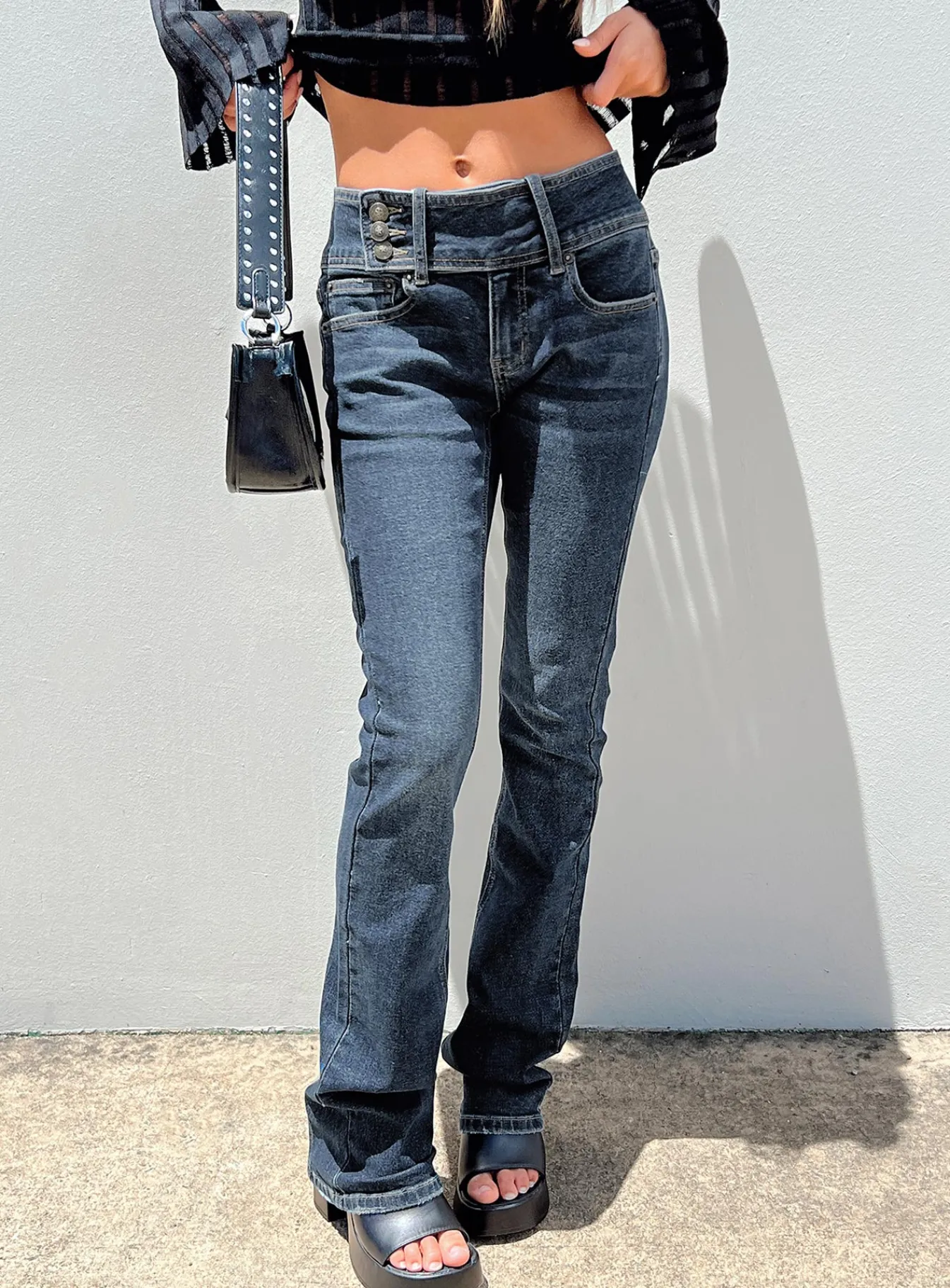 Princess Polly Rourke Low Waist Jeans Dark Wash Denim Blue Denim Fashion
