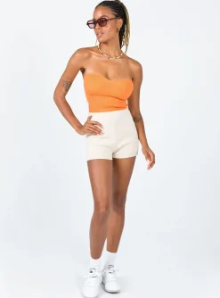 Princess Polly Rowen Basic Knit Shorts Beige Cheap