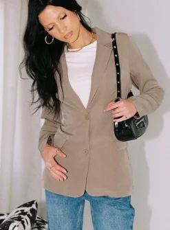 Princess Polly Rozzila Blazer Taupe   Brown Online