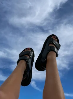Princess Polly Rue Chunky Sandals  Black Store