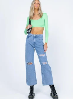 Princess Polly Ryder Long Sleeve Top  Green Sale