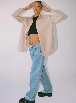 Princess Polly Rylan Shirt  Beige Hot