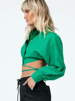Princess Polly Rylen Long Sleeve Top  Green Hot