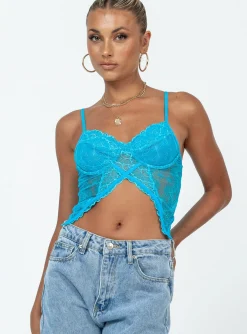 Princess Polly Rylie Top  Blue Clearance