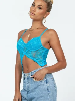 Princess Polly Rylie Top  Blue Clearance