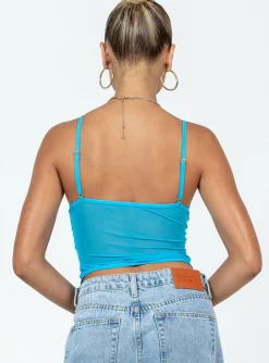 Princess Polly Rylie Top  Blue Clearance