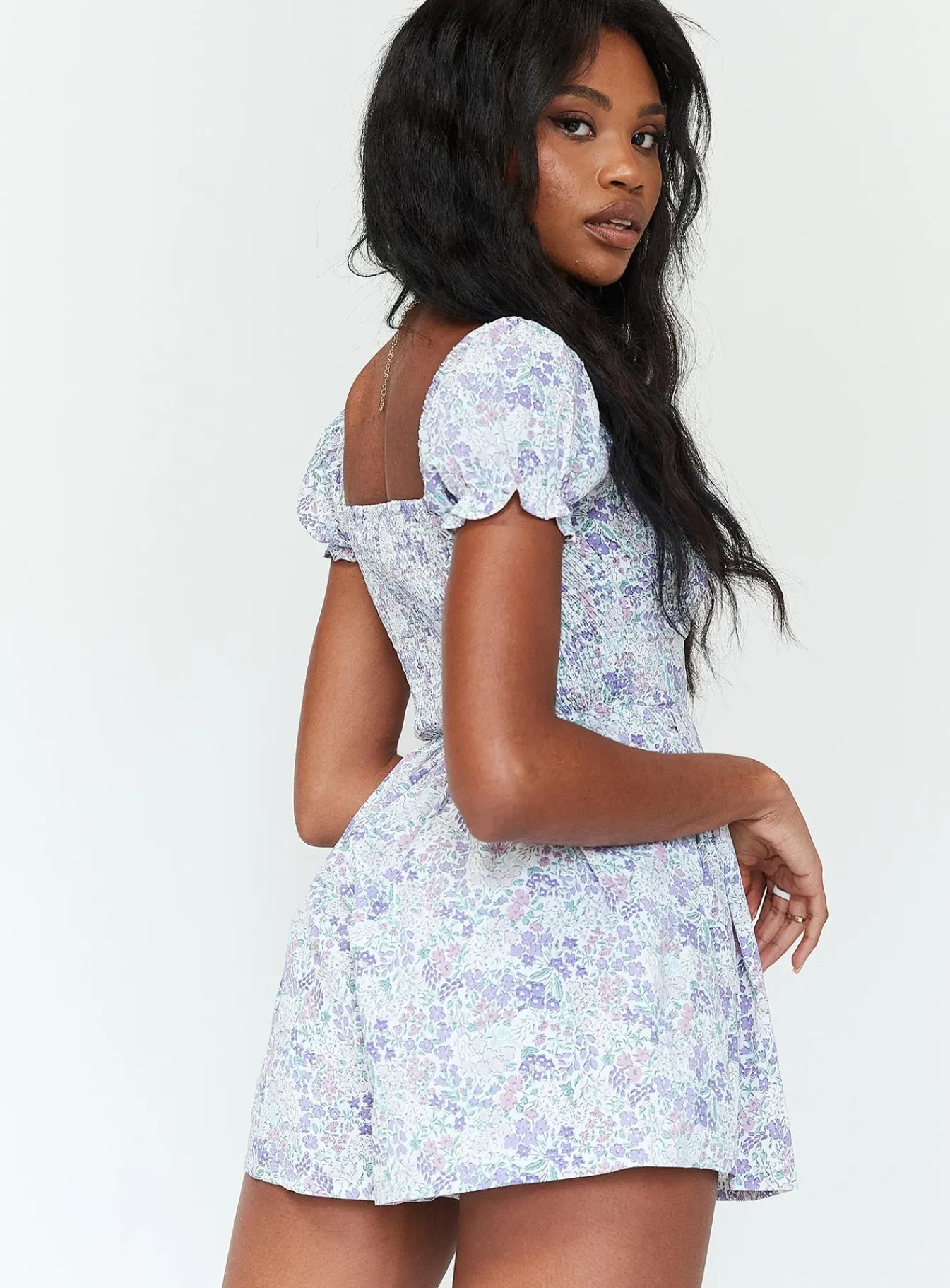 Princess Polly Sabrina Romper Blue Floral Cheap