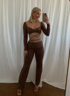 Princess Polly Sabrina Set  Brown Cheap