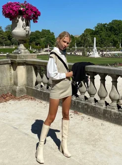 Princess Polly Saddle Knit Mini Skirt  Beige Store