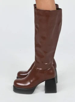 Princess Polly Sade Knee High Boots  Brown Online