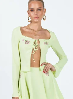 Princess Polly Saleya Long Sleeve Top Green Sale