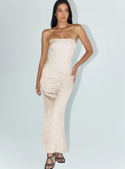 Princess Polly Salvin Strapless Maxi Dress  Champagne Clearance